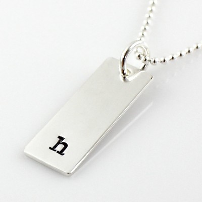Initial Necklace - hand stamped and personalized rectangular tag necklace - simple initial necklace