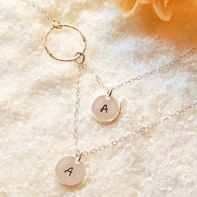 Initial Necklace • Personalized Letter Discs • Mom Jewelry • Infinity Charm • Custom Stamped • Girlfriend Gift, Gift for Her [CUC9 18-206]