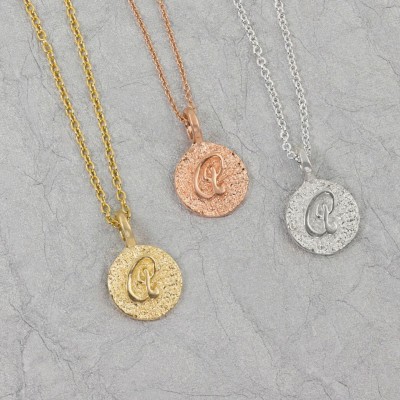 Initial Necklace, Letter "A" Initial, Monogram, Mothers Gift, Bridesmaids Gift, Rose Gold, Yellow Gold, Silver, Initial Charm, Initial Disc