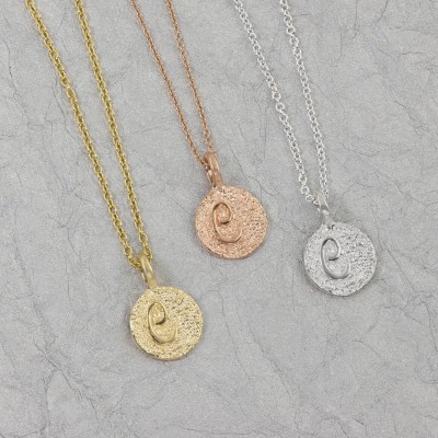 Initial Necklace, Letter "C" Initial, Monogram, Mothers Gift, Bridesmaids Gift, Rose Gold, Yellow Gold, Silver, Initial Charm, Initial Disc