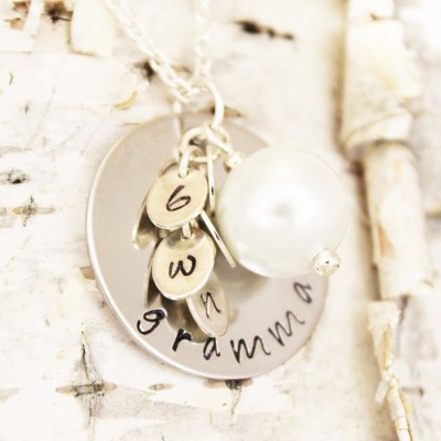 Initial Necklace Personalized Necklace Hand Stamped Jewelry Gift for Grandmother Gift for Grandma Necklace for Nana Necklace Handstamped