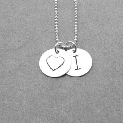Initial Necklace, Sterling Silver Initial Jewelry, Heart Necklace with Initial, Letter I Necklace, Heart Necklace, Monogram Necklace