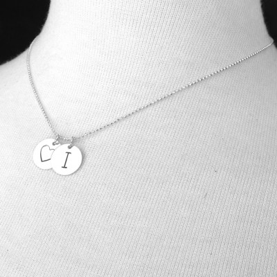Initial Necklace, Sterling Silver Initial Jewelry, Heart Necklace with Initial, Letter I Necklace, Heart Necklace, Monogram Necklace