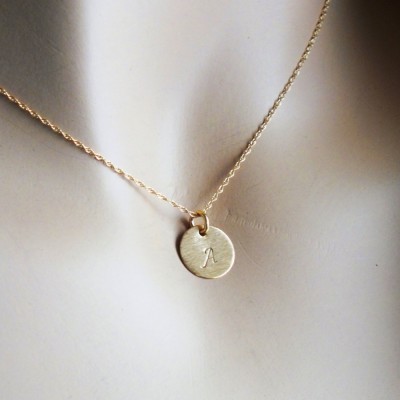 Initial Necklace, Tiny Gold Initial Necklace, 14k Solid Gold Initial, Tiny Gold Initial Disc Necklace, Initial Necklace, Perfect Gift