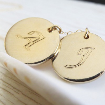 Initial necklace - Gold personalized necklace - Letter necklace - Disc necklace - Bridesmaid gold jewelry - Initial jewelry - Gold necklace