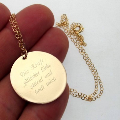 Inspirational Quote Jewelry - Personalized Custom Message Necklace - Inspirational Gift - Engraved Gold Filled Pendant - Unique Gift for her