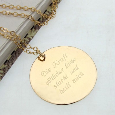 Inspirational Quote Jewelry - Personalized Custom Message Necklace - Inspirational Gift - Engraved Gold Filled Pendant - Unique Gift for her