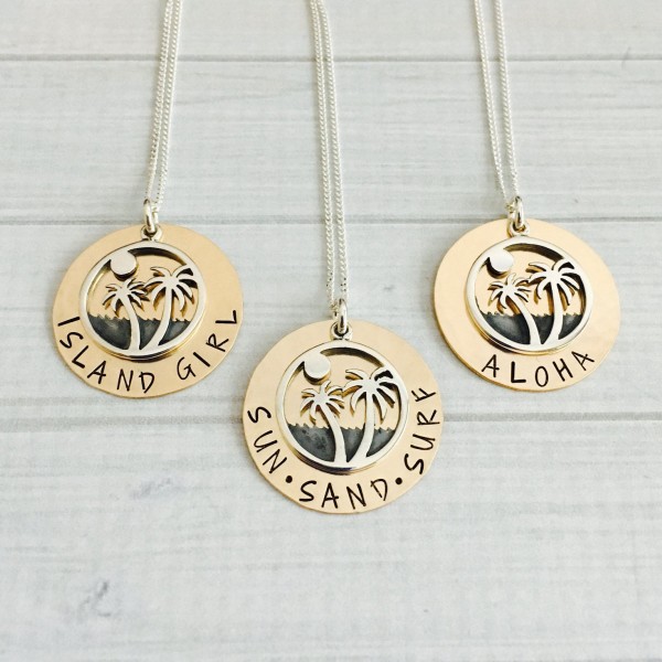 Island Girl - Sun Sand Surf - Aloha Necklace - The Beach Is Calling - The Ocean Is Calling - Beach Jewelry - Beach Gift - Bridesmaid Gift