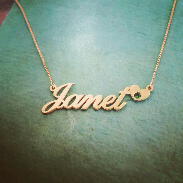 Janet name necklace / Heart style name necklace / heart pendant and chain / ORDER ANY NAME / custom made personalized chain / love necklace