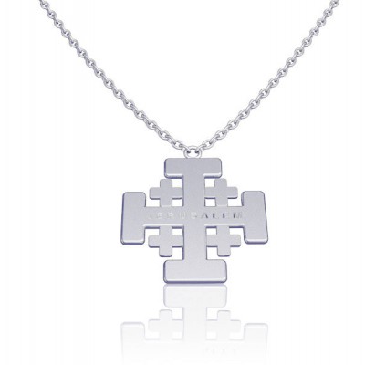 Jerusalem Cross Necklace - Silver Necklace, Personalized Necklace, engravable Croix de Jérusalem, gift ideas for her
