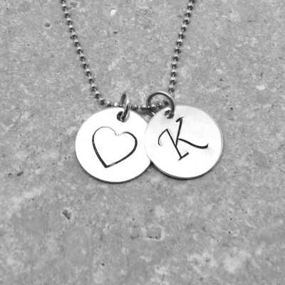 K Heart Necklace, Letter K Necklace, Initial Necklace, Heart Necklace, Monogram Necklace, Sterling Silver Charm Necklace, Letter K Pendant