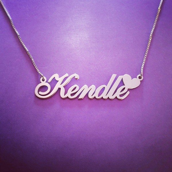 Kendle name necklace / Heart style name necklace / Heart Pendant and Chain /ORDER ANY NAME / Personalized Nameplate / Love Necklace
