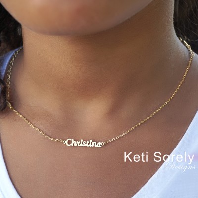 Kids Personalized Name Necklace - Customize it With Your kid's Name - Nameplate Necklace in Sterling Silver, 14K Gold-Filled, Solid Gold