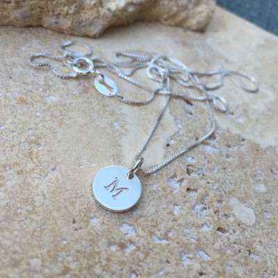 Kids initials Necklace 4 TINY Silver Initials Necklace Silver Disk Jewelry Mother of 4 Necklace Personalized Birthday Gift for Mom