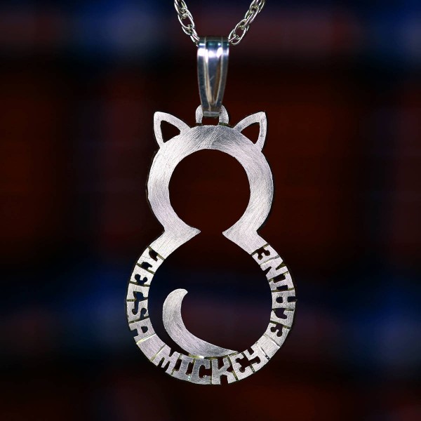 Kitty cat silver necklace, name necklace from gold.