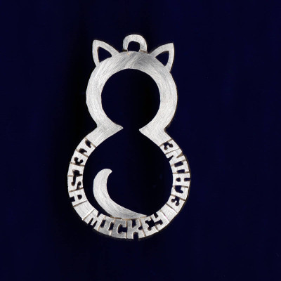 Kitty cat silver necklace, name necklace from gold.