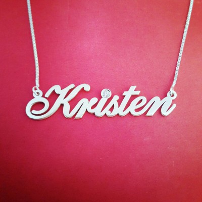 Kristen style Sterling Silver Name Necklace / Birthstone Necklace / ORDER ANY NAME, personalized name necklace / Lovers gift
