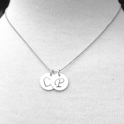 Large Initial Necklace, Hand Stamped Initial Necklace, P Initial Necklace, Letter P Necklace, Heart Necklace, Charm Necklace,Sterling Silver