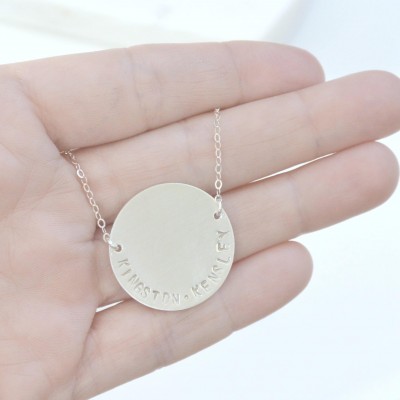 Large Personalized Names Necklace, Family Necklace, Children Names Jewelry, Gift For Her, Silver Necklace, Date Necklace, Mothers Necklace