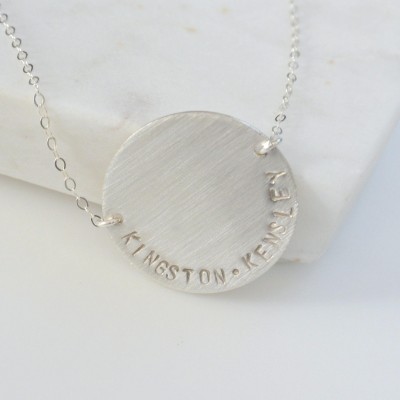 Large Personalized Names Necklace, Family Necklace, Children Names Jewelry, Gift For Her, Silver Necklace, Date Necklace, Mothers Necklace
