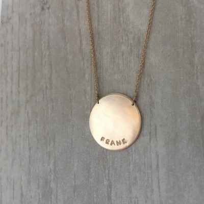 Large Personalized Stationary Disc Necklace // Cable Chain