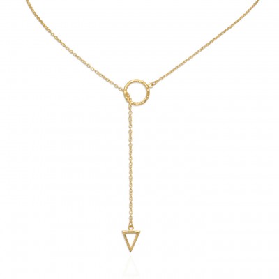 Lariat Necklace Y Shaped 14 Karat Gold on Sterling Silver Layered Necklace Delicate Jewelry for Women