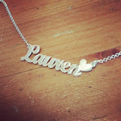 Lauren Name Necklace Heart Style Necklace ORDER ANY NAME  Personalized Nameplate Mother Day Gift Matte Finish Necklace Lauren Design