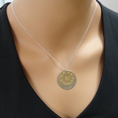 Layered Disc Necklace - Mommy Necklace - Mixed Metal Necklace - Hand Stamped Personalized Sterling Silver Jewelry