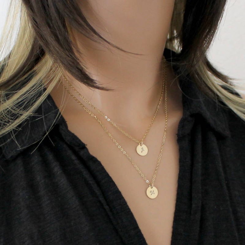 STEADY Initial Heart Necklace Layered Necklace Double Layer Women's Necklace  Summer Jewelry - Walmart.com