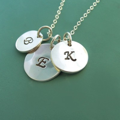 Letter Charm Necklace in Sterling Silver, Three Charms