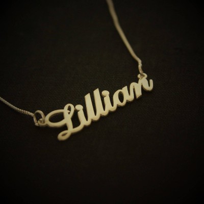 Lillian style Name Necklace / Gold Plated / Art font Name Necklace / Custom handwriting nameplate / Christmas  gift