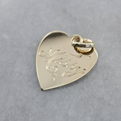 Little Missy Engraved Gold Heart Pendant, Melissa Personalized Pendant, Gold Heart Pendant XU3EYK-P