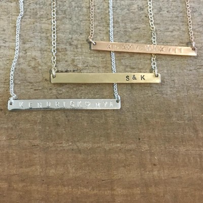 Long and Thin Horizontal Bar Necklace - Available in 14kgf, sterling silver and 14k rose gold filled, custom bar necklace