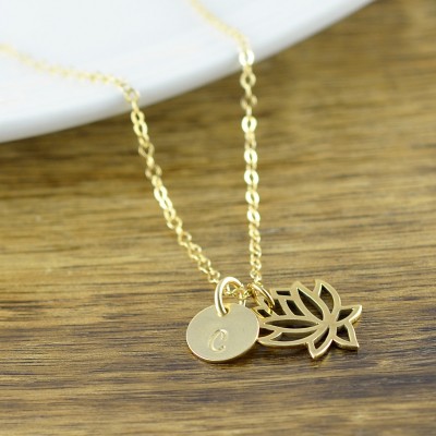Lotus Necklace - Personalized Lotus Necklace - Gold Lotus Necklace - Lotus Jewelry - Lotus Necklace Gift - Gift for Yoga Lover -Yoga Jewelry