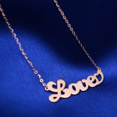 Love 18k Rose Gold Words Necklace Custom Name Personalized Words Neklace for Wedding Birthday Valentine's Mother's Day