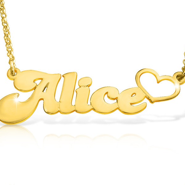 Love Necklace Gold Plated Word Necklace Name Charm Necklace Nameplate Gold Gift Love Name Customized Gold Name Tag Birthday Gifts Jewelry