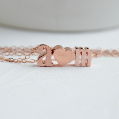 Love necklace, Rose Gold Necklace, Couples necklace, Initial Necklace, Rose Gold Necklace
