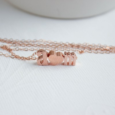 Love necklace, Rose Gold Necklace, Couples necklace, Initial Necklace, Rose Gold Necklace