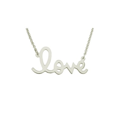 Love03wm - Rhodium Plated Sterling Silver 1.25" Love Necklace