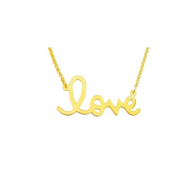Love03ym - Yellow Gold Plated Sterling Silver 1.25" Love Necklace