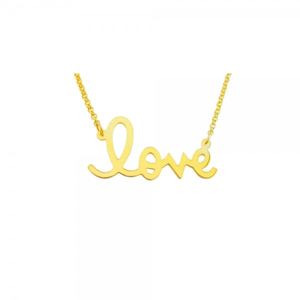 Love03ym - Yellow Gold Plated Sterling Silver 1.25" Love Necklace