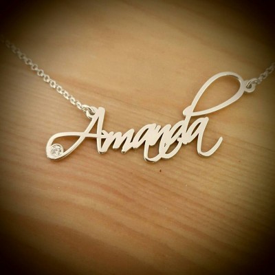 Madison Style Name necklace Silver Name Necklace With My Name ORDER ANY NAME! Personalized Handwriting Necklace  Christmas Sale!