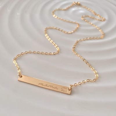 Mama Bear Gold Bar Necklace - gold filled - hand stamped bar - custom layering necklace - gift for her - christmas gift - raising my tribe
