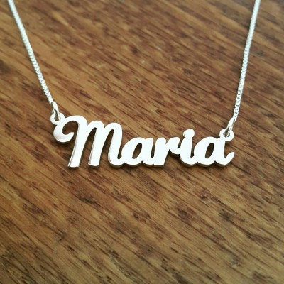 Maria Style Nameplate Necklace / Solid sterling silver nameplate and chain / Lauren Script font / Personalized name necklace / Free shipping