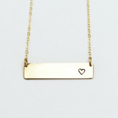 Medium skinny bar necklace custom name date monogram bar rose gold silver necklace