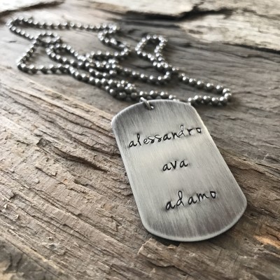 Men's Custom Stainless Steel Dog Tag Necklace, Dad Necklace, Personalized Gift, Steel Necklace, Dog Tag Jewelry, Rustic Necklace, Boxing Day