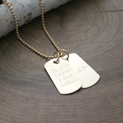 Men's Personalized Gold Necklace, Custom Gold Dog Tags, Men's Jewelry, Personalized Men's, Hand Stamped Gold Necklace, Custom, Ryan Necklace