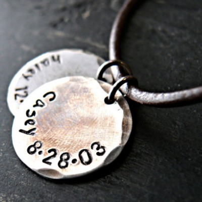 Mens Personalized Necklace - Mens Sterling Silver Necklace - Mens Hand Stamped Necklace
