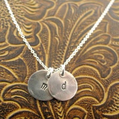 Minimalist Fine Silver Initial Charms Necklace
