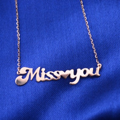Miss You 18k Rose Gold Words Necklace Custom Name Personalized Words Neklace for Wedding Birthday Valentine's Mother's Day